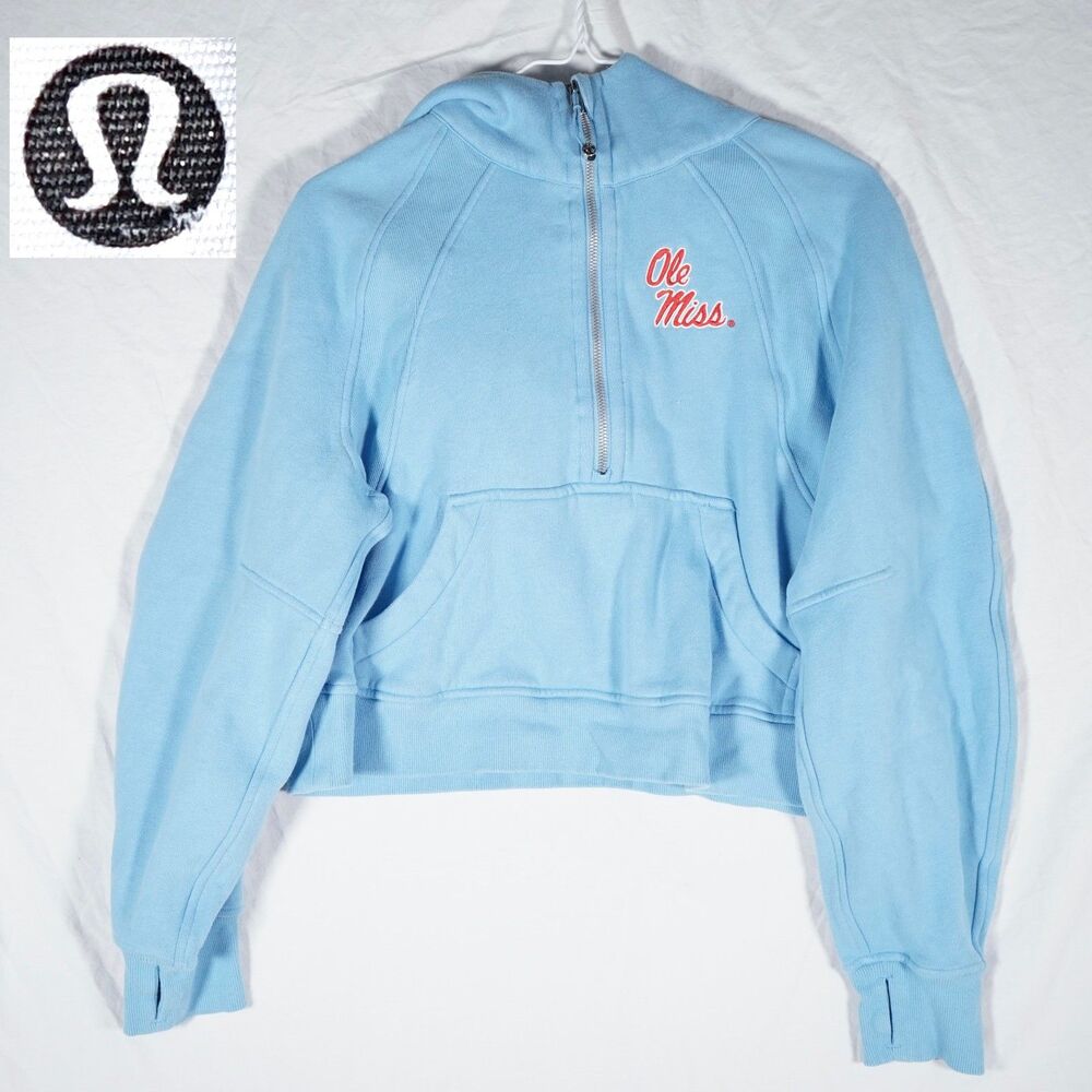 Lululemon Ole Miss Embroidered Zip Hoodie Blue Cropped XS/S RARE